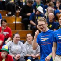 Participants on their way to receive their medals